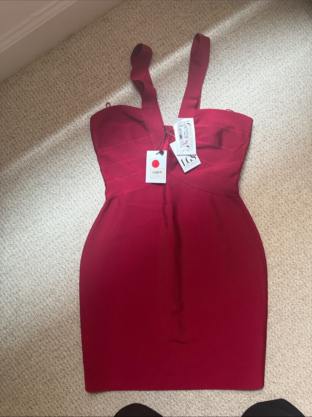 Herve Leger Burgundy Bandage Mini Dress